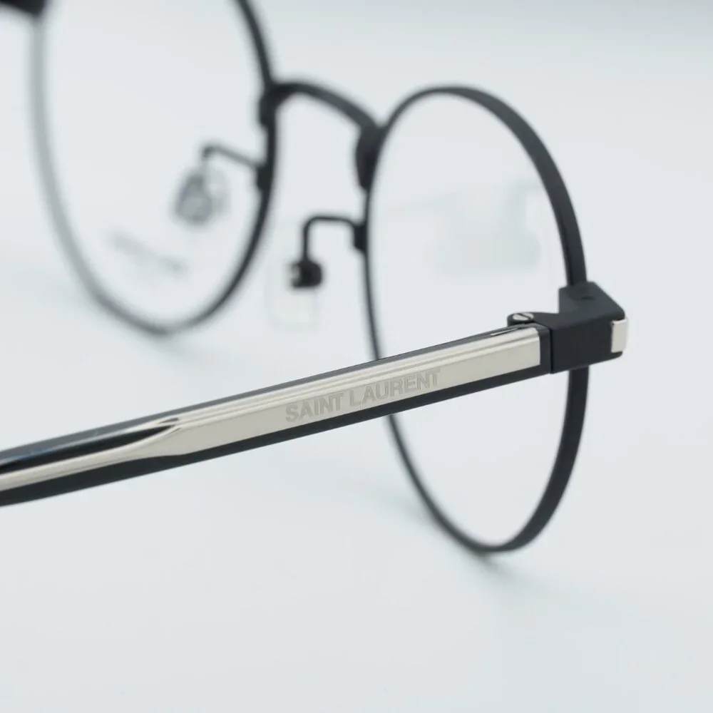 Saint Laurent SL848/J 001 Round Eyeglasses – Shiny Black 49mm